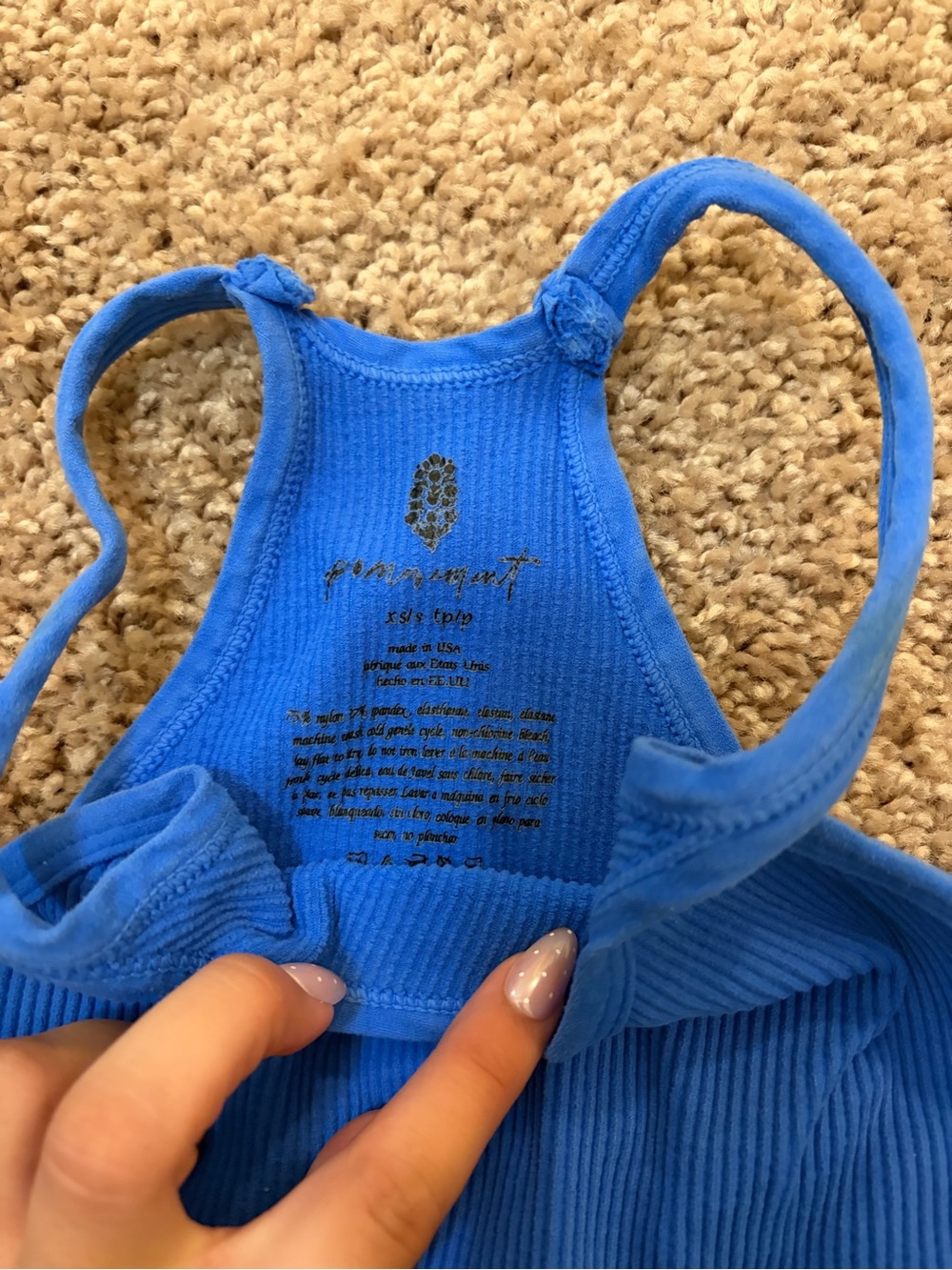 Blue Ribbed Tank Top - Unbranded - Picture 2 of 2